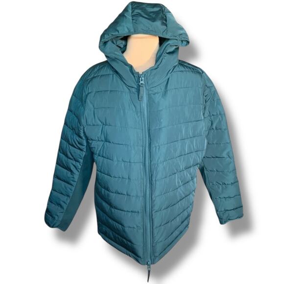 Universal Standard Teal Hooded Puffer Jacket Quilted Medium NWT Comfort Panel - Picture 11 of 11